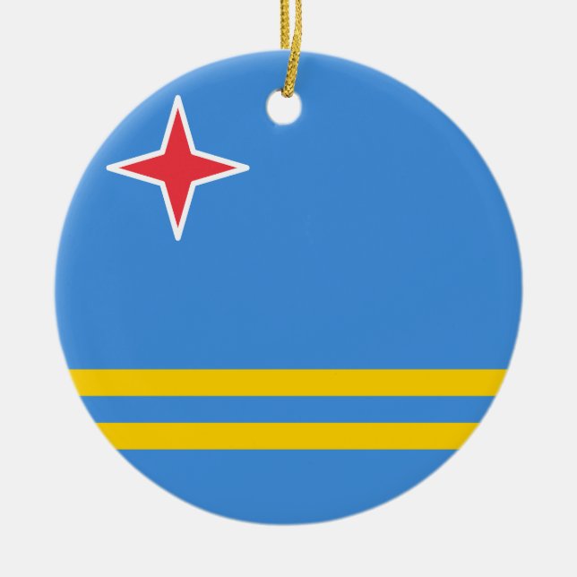 Flagga Aruba Julgransprydnad Keramik (Framsidan)