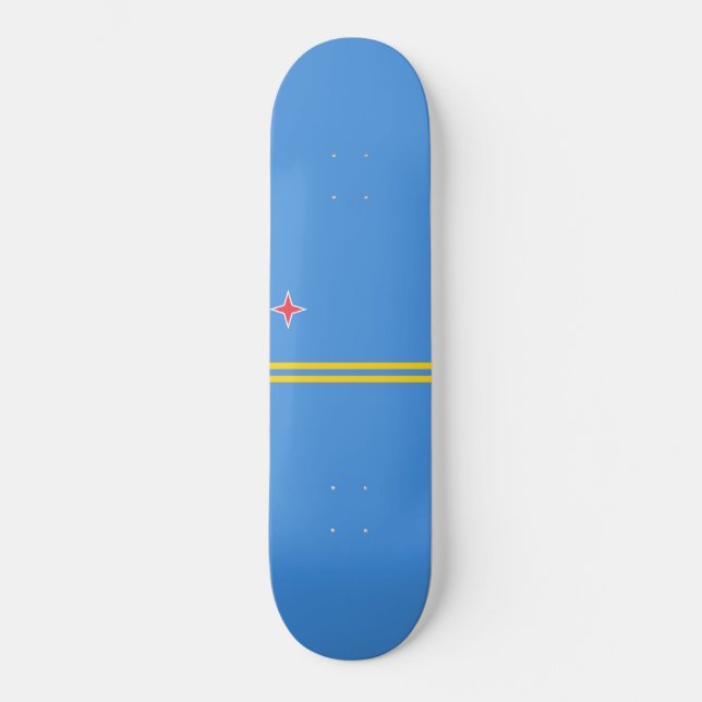 Flagga Aruba Mini Skateboard Bräda 18,5 Cm (Framsida)