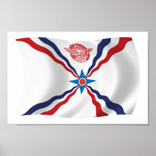 Flagga Asyriska nationer Poster Skriv ut