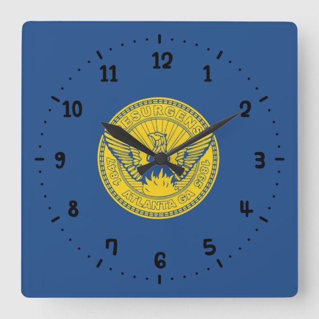 Flagga Atlanta, Georgia Square Wall Clock Fyrkantig Klocka (Framsida)