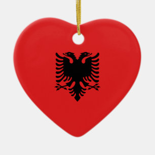 Flagga av Albanien - Flamuri Kombëtar - albansk Julgransprydnad Keramik