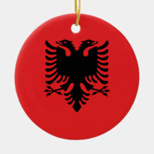 Flagga av Albanien - Flamuri Kombëtar - albansk Julgransprydnad Keramik