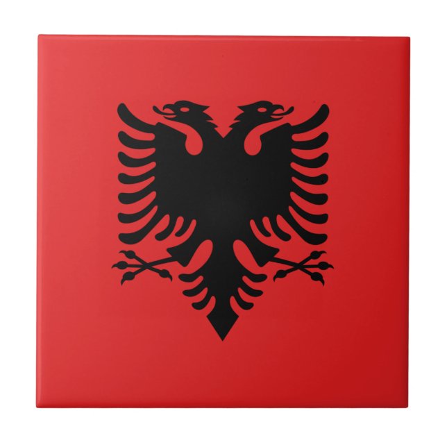 Flagga av Albanien - Flamuri mig Shqipërisë Kakelplatta (Framsidan)