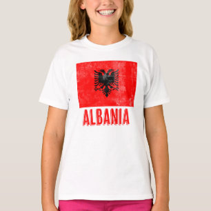 Flagga av Albaniens "Grunge"-utseende T Shirt