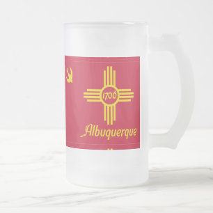 Flagga av Albuquerque, New mexico Frosted Glass Be Frostat Ölglas