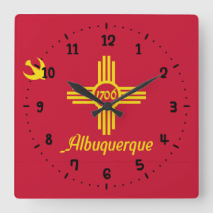 Flagga av Albuquerque, New mexico Square Wall Cloc Fyrkantig Klocka