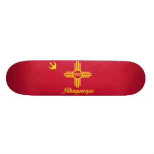 Flagga av Albuquerque som är ny - mexico Mini Skateboard Bräda 18,5 Cm