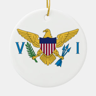 Flagga av Amerikanska Jungfruöarna Julgransprydnad Keramik