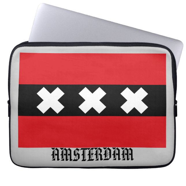 Flagga av Amsterdam Laptop Sleeve (Framsidan)