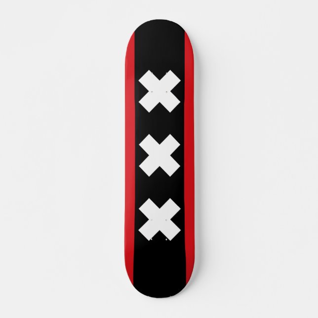 Flagga av Amsterdam, Nederländerna Mini Skateboard Bräda 18,5 Cm (Framsida)