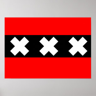 Flagga av Amsterdam Poster