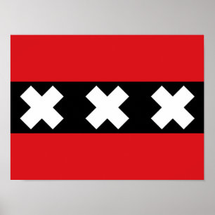 Flagga av Amsterdam Poster