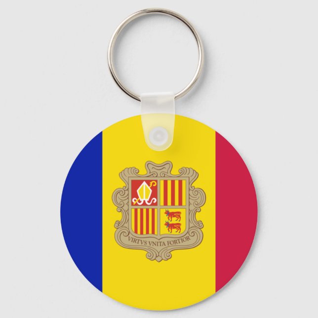 Flagga av Andorra Keychain Nyckelring (Framsida)