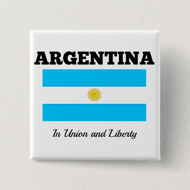 Flagga av Argentina, märkt med motto Knapp (Framsida)
