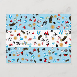 Flagga av Argentina med berömd-ikoner Vykort