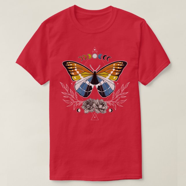 Flagga av Aroace Butterfly LGBT Asexutic Aromantic T Shirt (Design framsida)