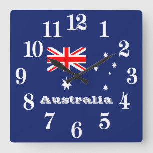 Flagga av Australien Fyrkantig Klocka