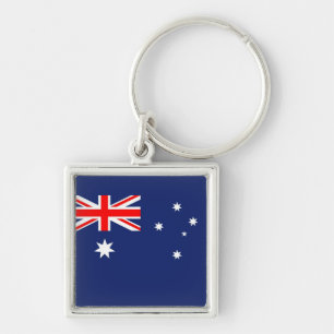 Flagga av Australien Fyrkantig Silverfärgad Nyckelring