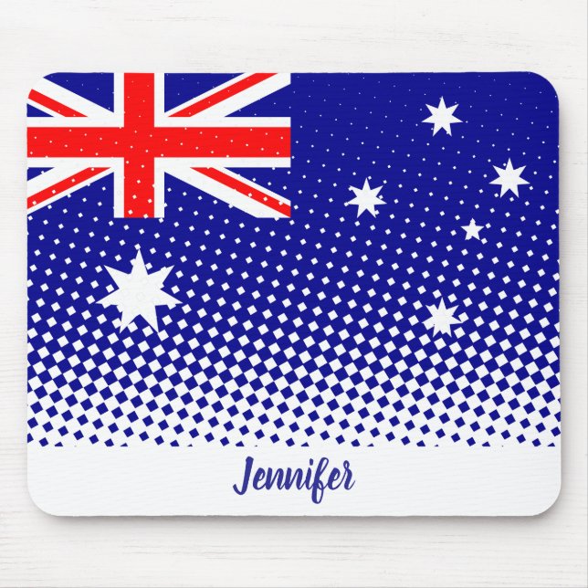 Flagga av Australien med anpassat namn för rastere Musmatta (Framsidan)