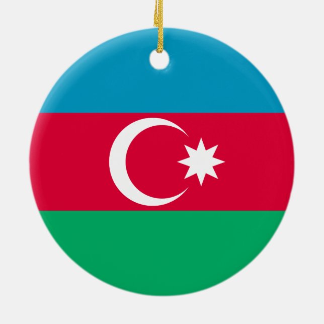 Flagga av Azerbajdzjan Julgransprydnad Keramik (Baksidan)