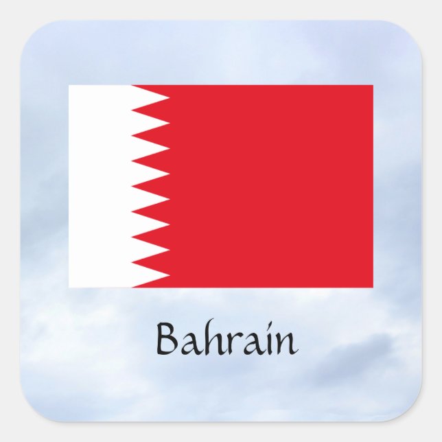 Flagga av Bahrain, märkt. Fyrkantigt Klistermärke (Framsida)
