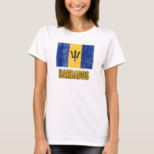 Flagga av Barbados "Grunge" ser ut. T Shirt