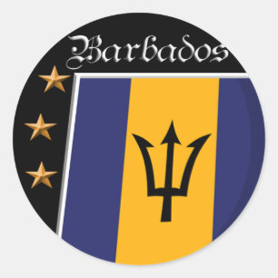 Flagga av Barbados klistermärkear Runt Klistermärke