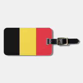 Flagga av Belgiens bagagetong med läderband Bagagebricka