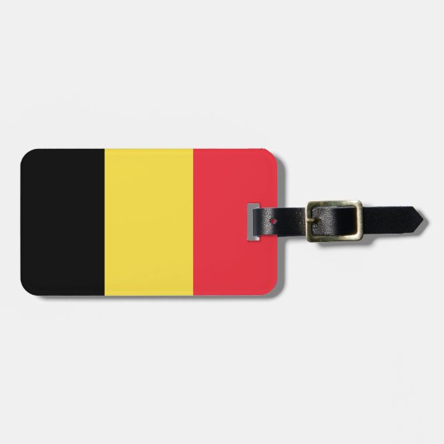 Flagga av Belgiens bagagetong med läderband Bagagebricka (Horisontell Framsida)