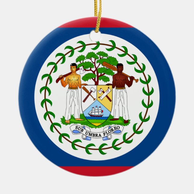 Flagga av Belize Julgransprydnad Keramik (Framsidan)