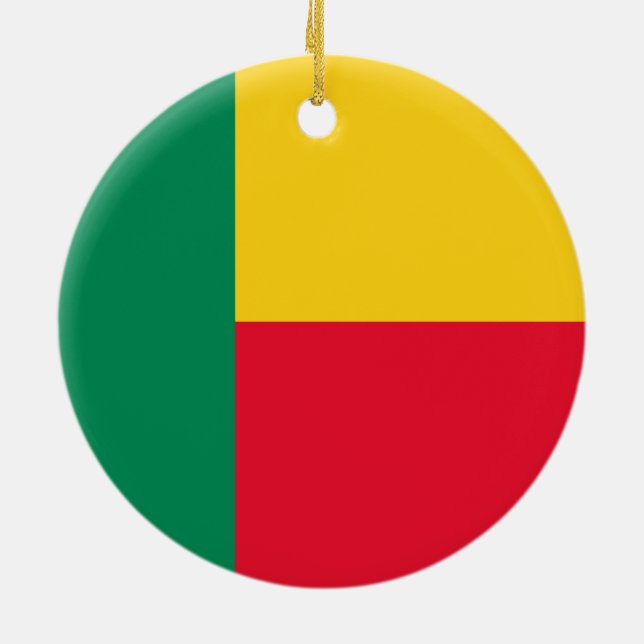 Flagga av Benin (Afrika) Julgransprydnad Keramik (Baksidan)