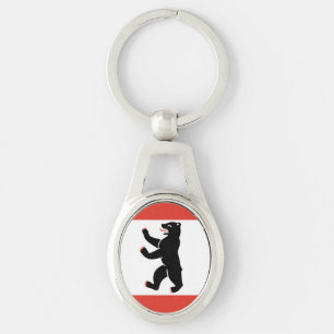 Flagga av Berlin Keychain Ovalt Silverfärgad Nyckelring