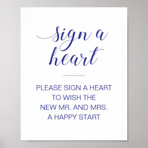 Flagga av blått tecken Heart Drop Bröllop Guest Bo Poster