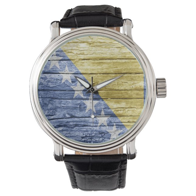 Flagga av bosniskt trä armbandsur (Framsida)