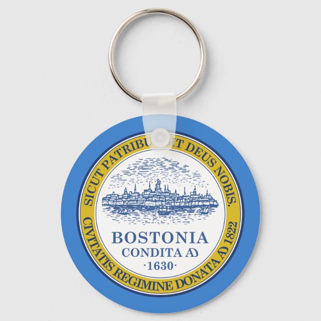 Flagga av Boston, Massachusetts Keychain Nyckelring (Framsida)