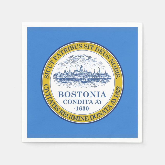 Flagga av Boston, Massachusetts Pappra Napkins Pappersservett (Framsidan)