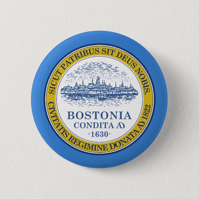 Flagga av Boston, Massachusetts Pinback Button Knapp (Framsida)