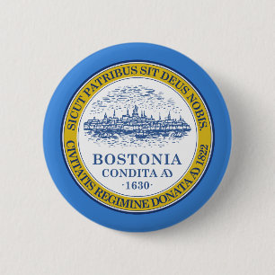 Flagga av Boston, Massachusetts Pinback Button Knapp