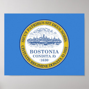 Flagga av Boston, Massachusetts Poster