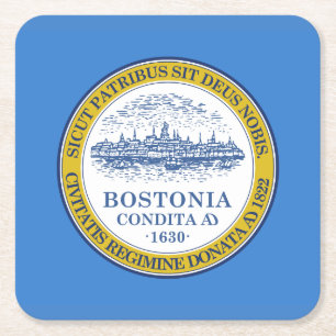 Flagga av Boston, Massachusetts Square Papper Unde Underlägg Papper Kvadrat