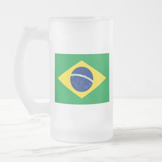 Flagga av Brasilien - Bandeira gör Brasil Frostat Ölglas (Vänster)