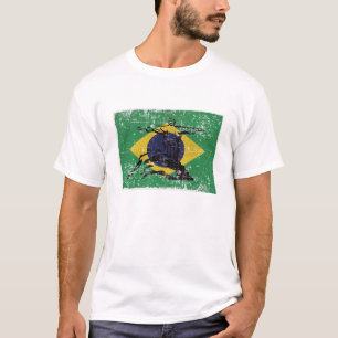 Flagga av Brasilien med Kristus Redeemer Tee Shirt