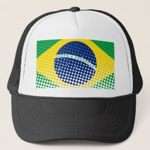 Flagga av Brasilien med rastereffekt Keps
