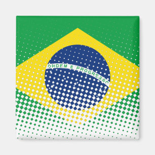 Flagga av Brasilien med rastereffekt Magnet