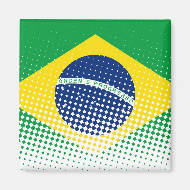 Flagga av Brasilien med rastereffekt Magnet (Framsidan)