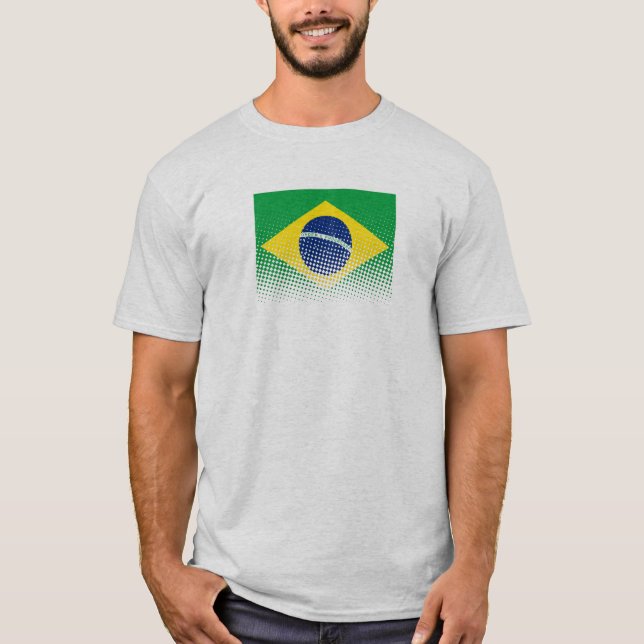 Flagga av Brasilien med rastereffekt T Shirt (Framsida)