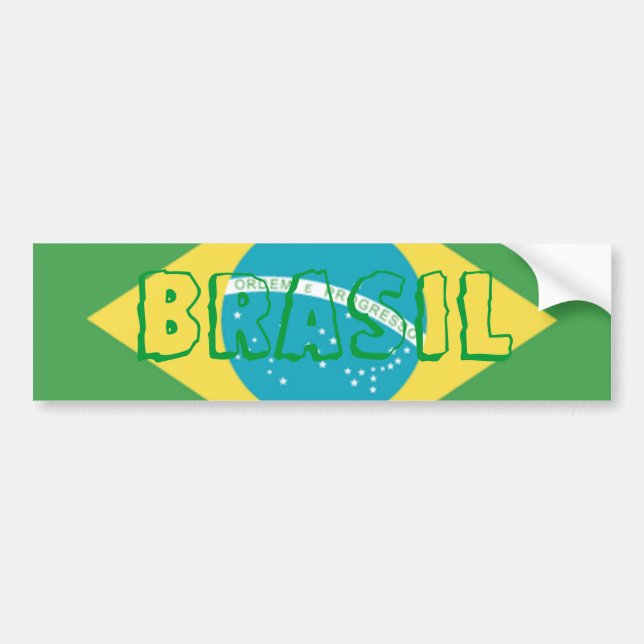 Flagga av Brasiliens Bumper Sticker Bildekal (Framsidan)