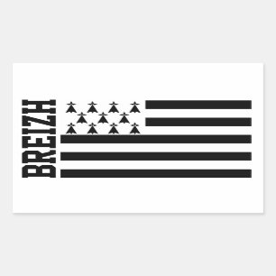 Flagga av Bretagne, Frankrike Rektangulärt Klistermärke