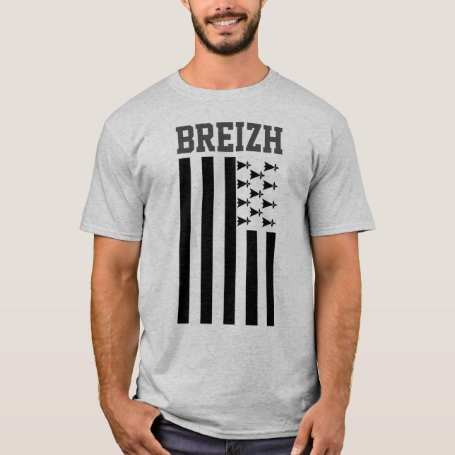 Flagga av Bretagne, Frankrike T-Shirt (Framsida)