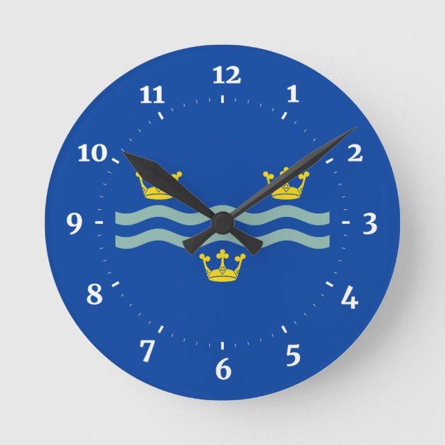 Flagga av Cambridgeshire Square Wall Clock Rund Klocka (Framsida)